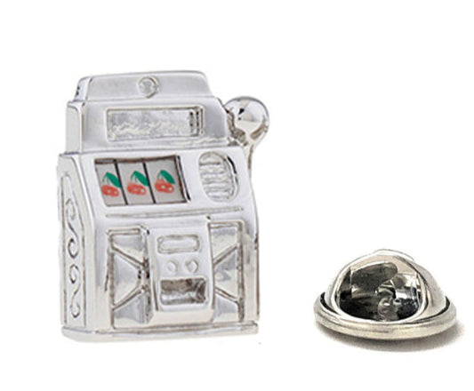 Silver slot machine charm on a white background