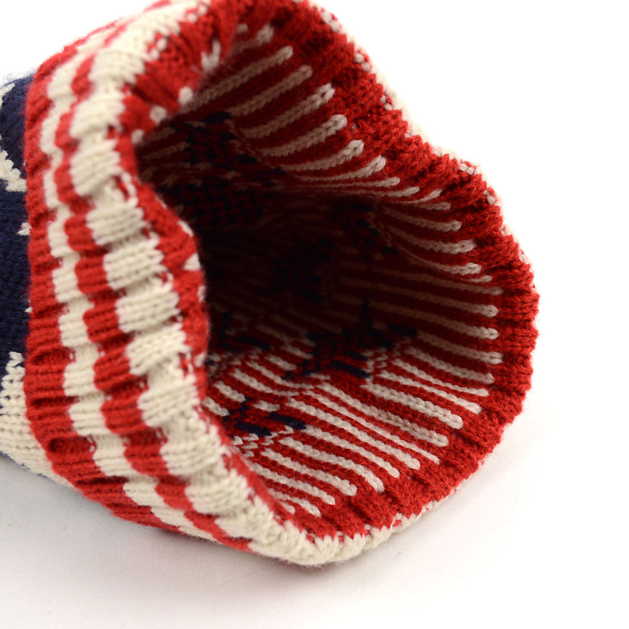 Old School Unisex American Flag Knit Pom Beanie Ski Hats with Stars Red White and Blue