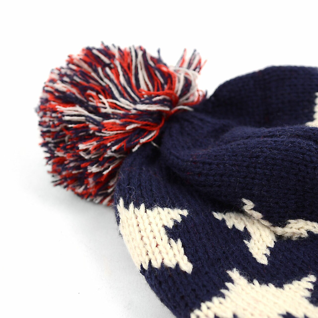 Old School Unisex American Flag Knit Pom Beanie Ski Hats with Stars Red White and Blue