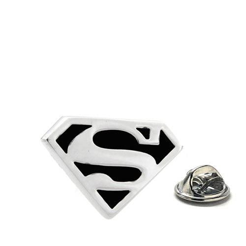 Silver and Black Superman Lapel Pin – Perfect for Superhero Fans and Stylish Attire Enamel Pin