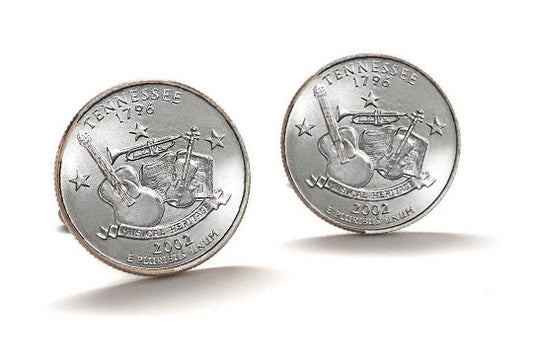 Tennessee State Quarter Coin Cufflinks Uncirculated U.S. Quarter 2002 Cuff Links Enamel Backing Cufflinks
