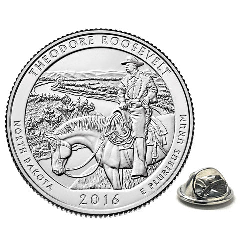 Theodore Roosevelt National Park Coin Lapel Pin Uncirculated U.S. Quarter 2016 Tie Pin