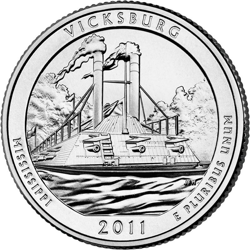 Vicksburg National Military Park Coin Lapel Pin Uncirculated U.S. Quarter 2011 Tie Pin