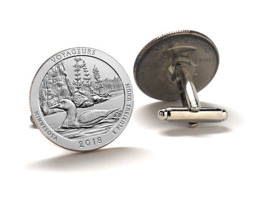 Voyageurs National Park Coin Cufflinks Uncirculated U.S. Quarter 2018 Cuffs Links Enamel Backing Cufflinks