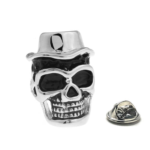 Voodoo Skull Pin New Orleans Pin Silver Rhodium Platting Black Enamel Pin Skull to Ward off Evil Spirits Lapel Pin Backpack pin