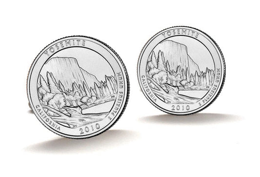 Yosemite National Park Coin Cufflinks Uncirculated U.S. Quarter 2010 Cuff Links Enamel Backing Cufflinks