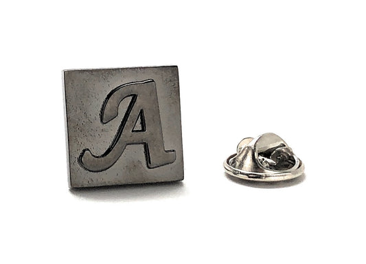 Lapel Pin Letter A, Alphabet Letters Gunmetal Finish Enamel Pin