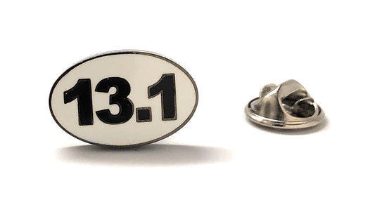 Half Marathon Lapel Pin White & Black Enamel Pin