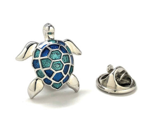 Caribbean Blue Turtle Lapel Pin Beautiful Enamel Pin