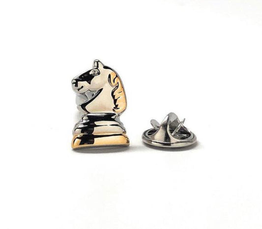 Knight Chess Piece Lapel Pin Silver Gold Enamel Pin
