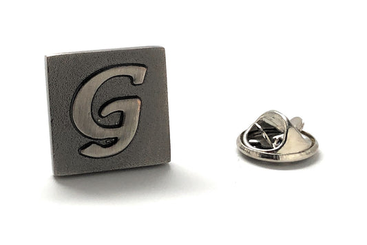 Lapel Pin Letter G, Alphabet Letters Gunmetal Finish Enamel Pin