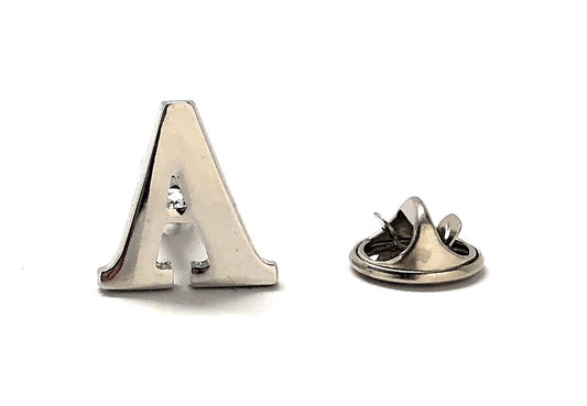 Lapel Pin Letter A, Alphabet Letters Silver Finish Enamel Pin