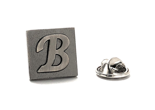 Lapel Pin Letter B, Alphabet Letters Gunmetal Finish Enamel Pin