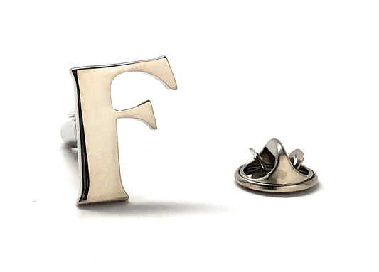 Lapel Pin Letter F, Alphabet Letters Silver Finish Enamel Pin