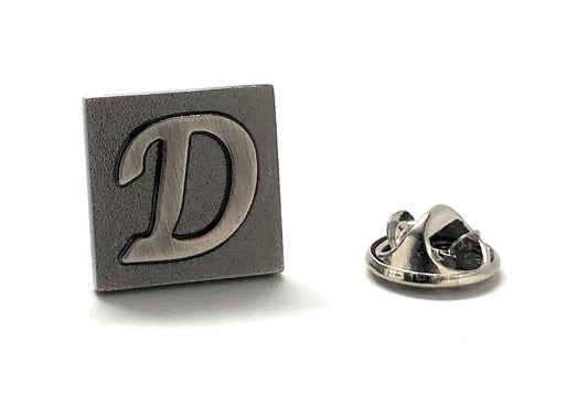 Lapel Pin Letter D, Alphabet Letters Gunmetal Finish Enamel Pin