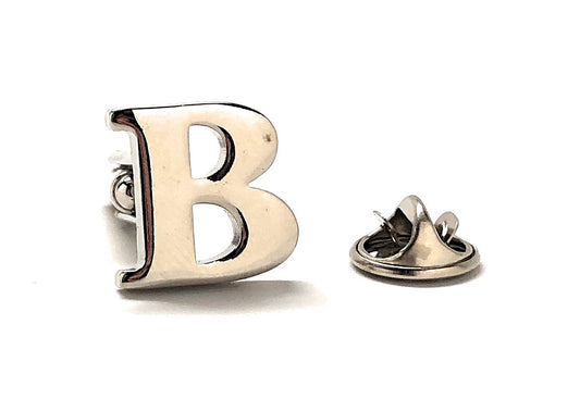 Lapel Pin Letter B, Alphabet Letters Silver Finish Enamel Pin