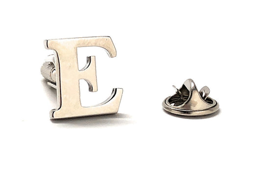 Lapel Pin Letter E, Alphabet Letters Silver Finish Enamel Pin