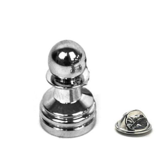 silver pawn chess lapel pin 